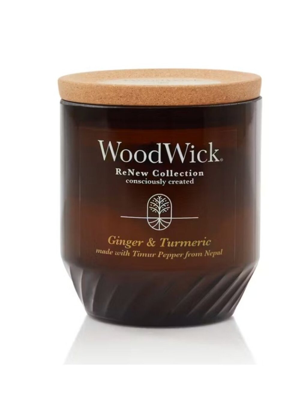 WoodWick ReNew Collection Ginger & Turmeric Candle in Recycled Glass Jar with Co